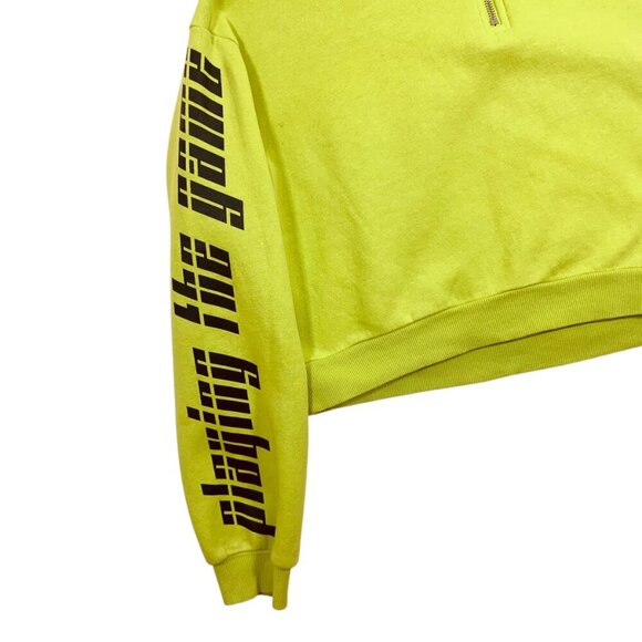 H&M  woman 's neon green cropped sweatshirt size s - Picture 4 of 12